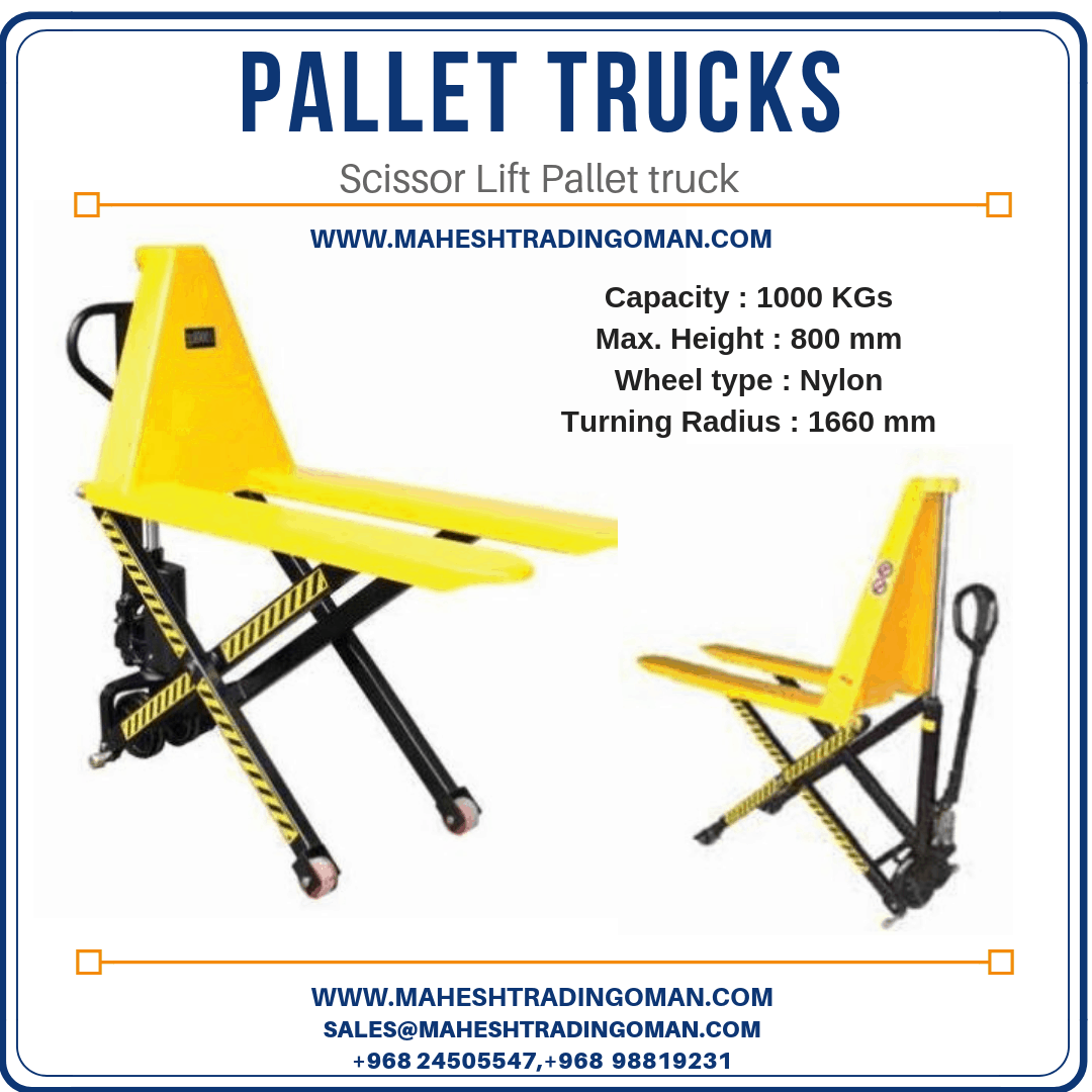 Pallet trucks, 1Ton capacity onwards.